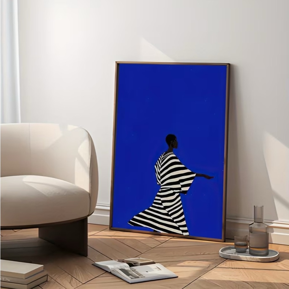 Modern Blue and Black Art Print - Picture 2 of 3